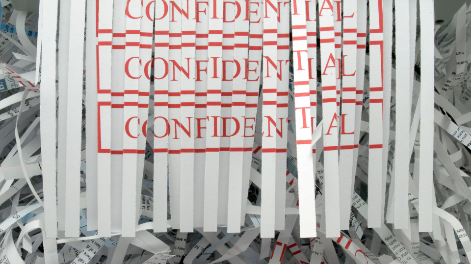 Shredded Confidential Document